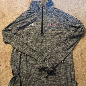 Under Armour Black and Gray Bruins Quarter-Zip Pullover